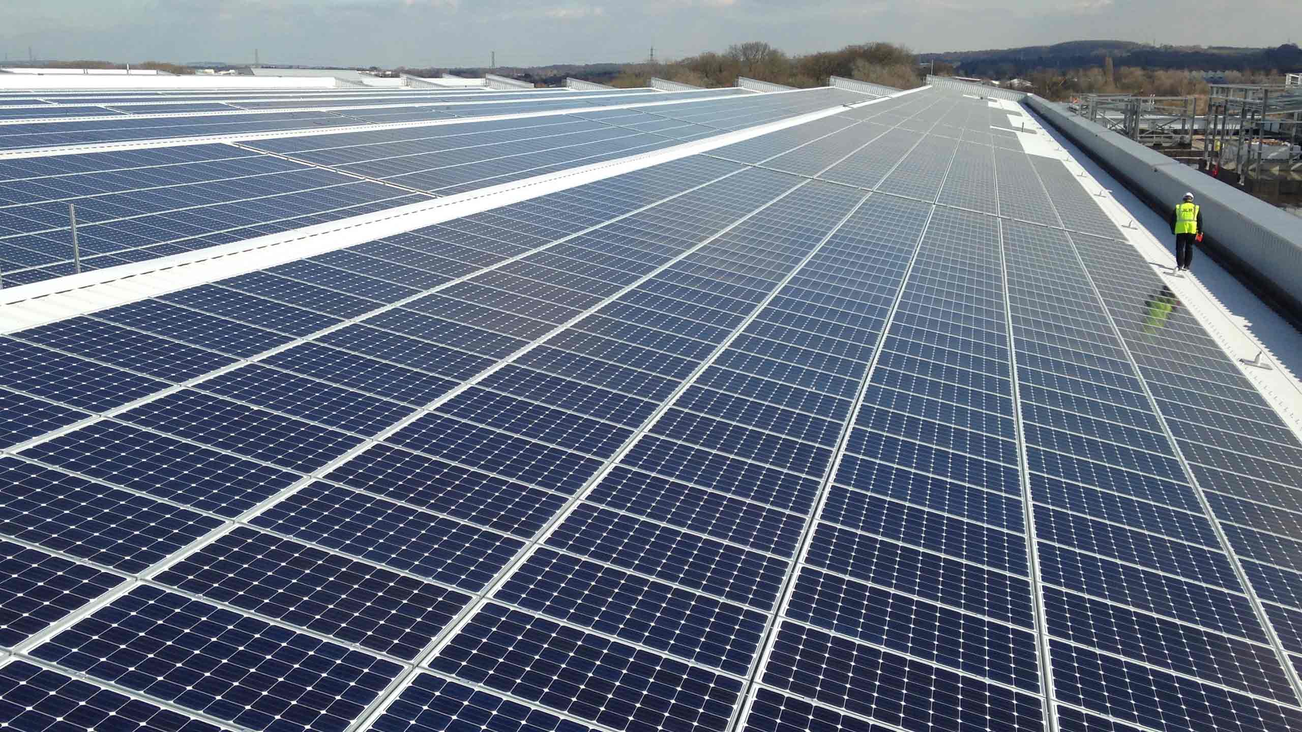 Close up view of solar panel rooftop